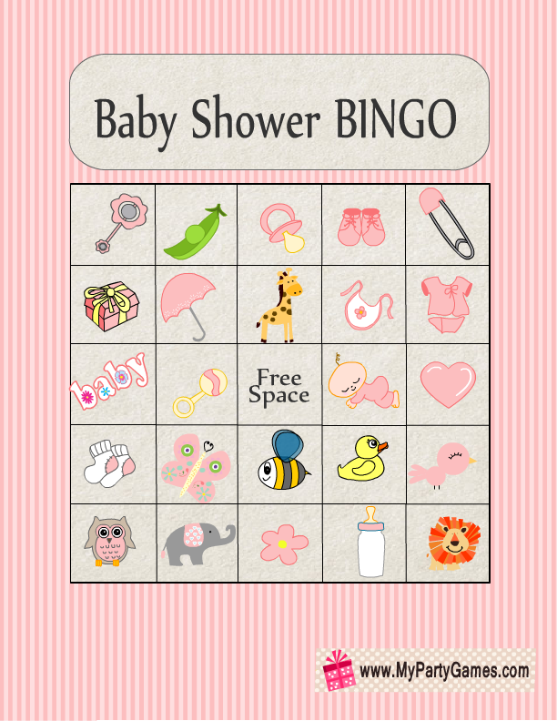 Printable Pink Baby Shower Bingo