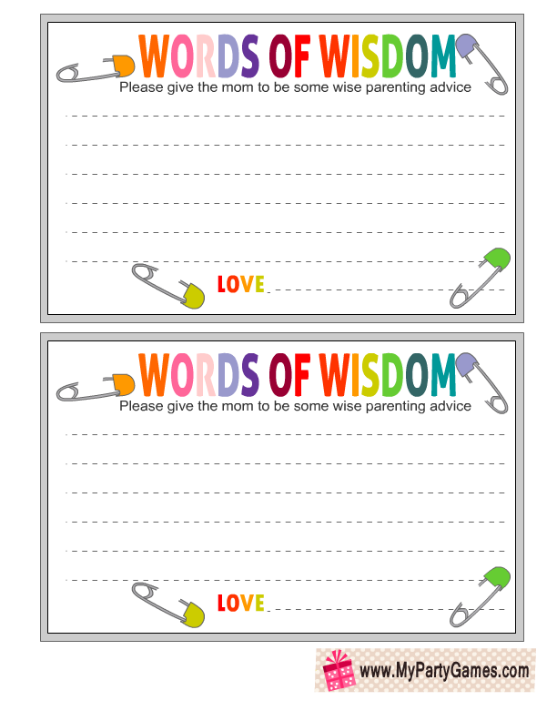 Free Printable Words Of Wisdom Cards