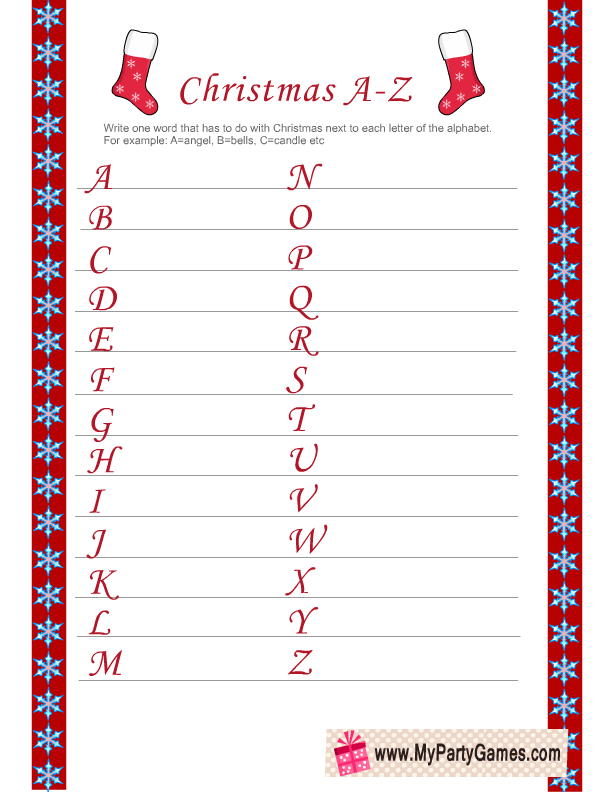 Everything Christmas A Z Free Printable Christmas Game