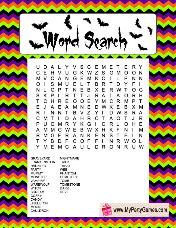 Free Printable Halloween Word Search Game