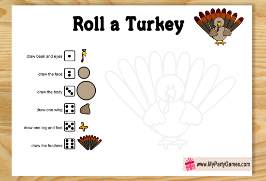 Roll A Turkey Printable Game