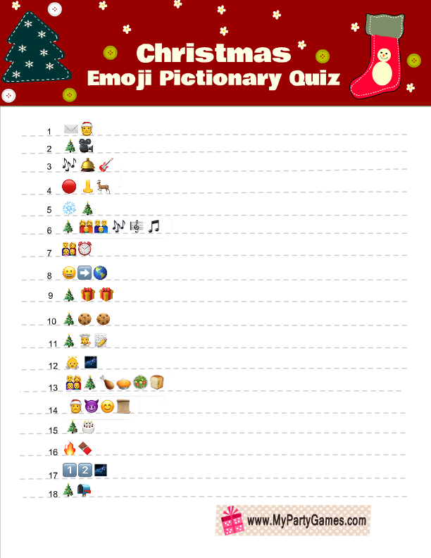 Free Printable Christmas Emoji Pictionary Quiz