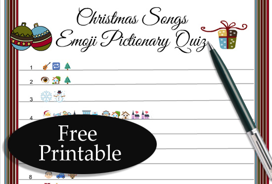 Free Printable Christmas Songs Emoji Pictionary Quiz
