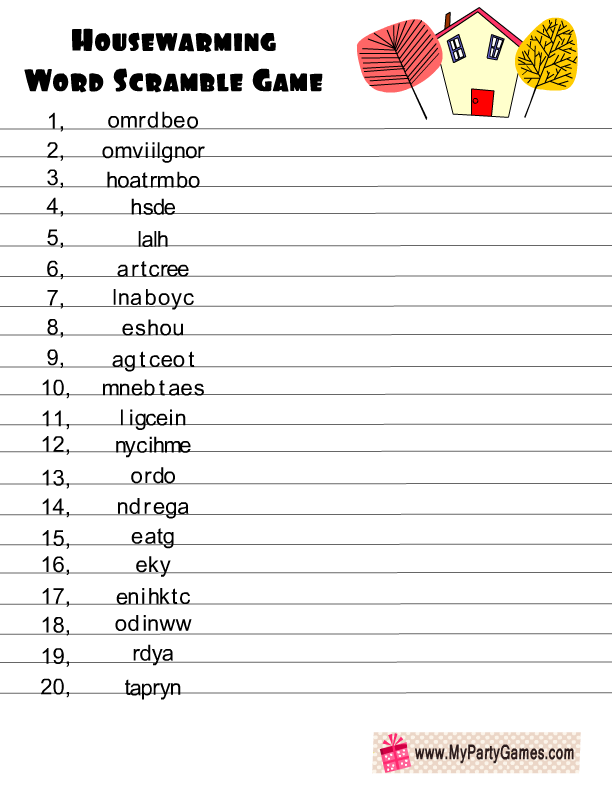 Printable Housewarming Games Printable Templates