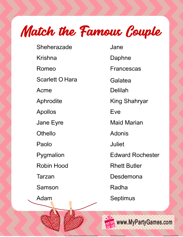 Match The Famous Couple Game 1 