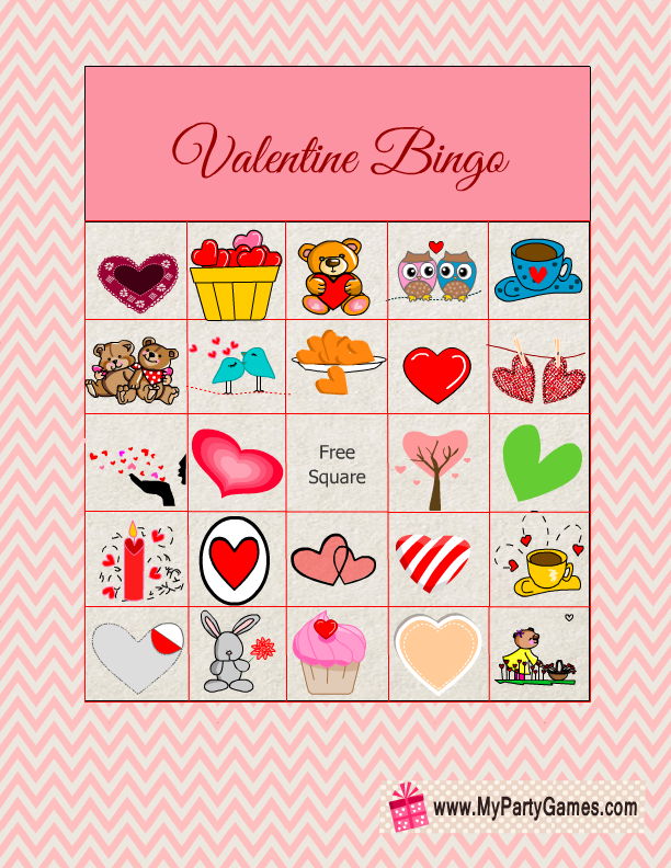 Free Printable Valentine Picture Bingo Game