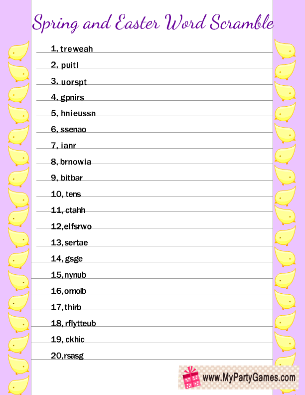 7 Free Printable Spring Word Scramble Puzzles