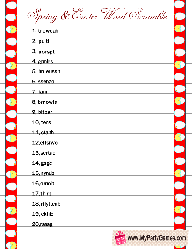 7 Free Printable Spring Word Scramble Puzzles