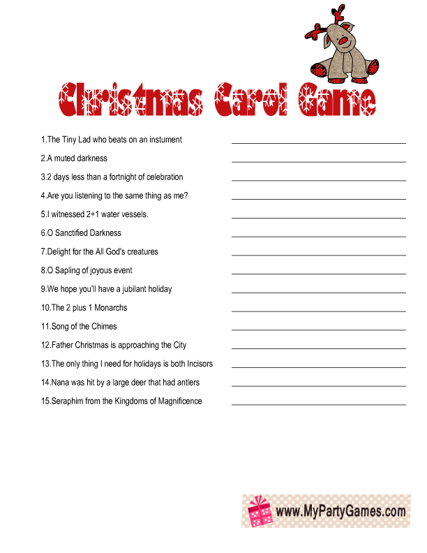 Free Printable Christmas Carol Game