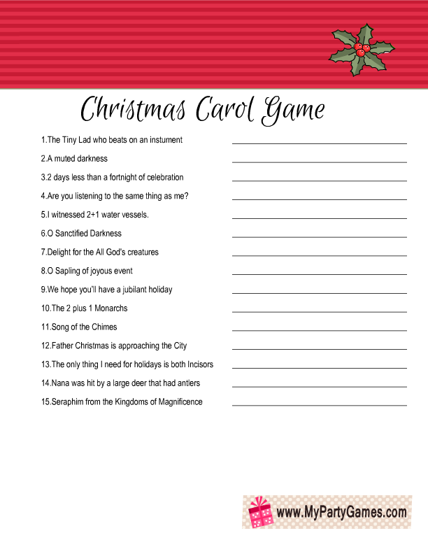 Free Printable Christmas Carol Game