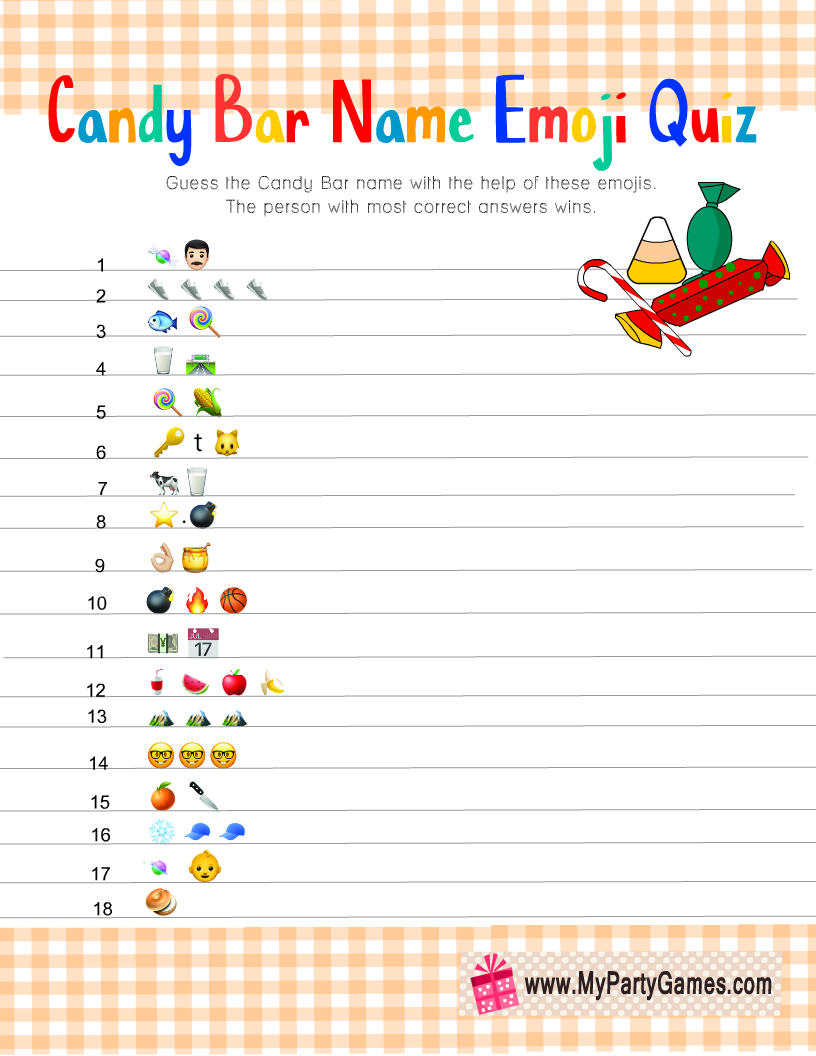 free printable candy bar emoji quiz
