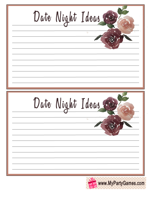 Free Printable} Give DATE NIGHT for a Wedding Gift, GCG