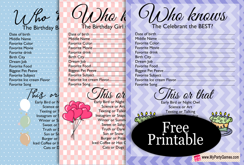 Who knows the Birthday Boy Girl the Best? Free Printable
