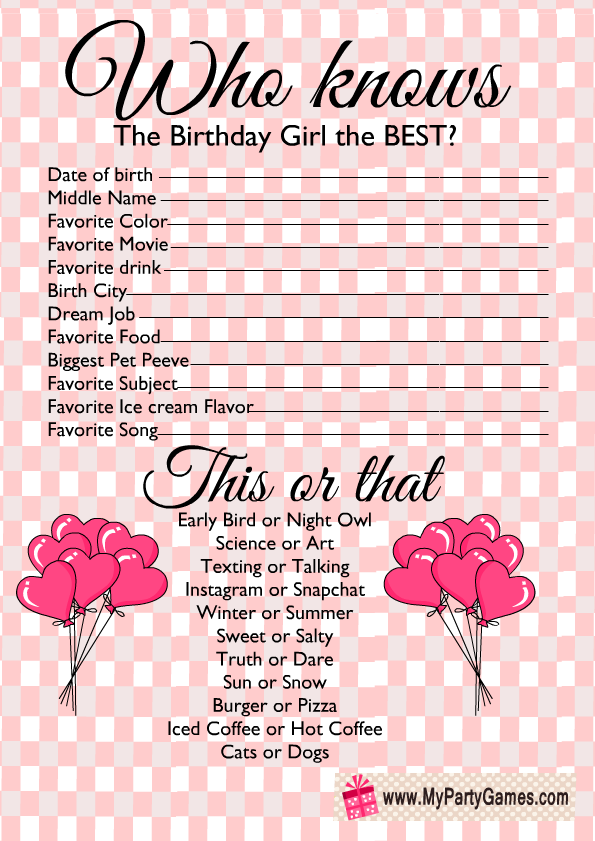 Who knows the Birthday Boy Girl the Best? Free Printable