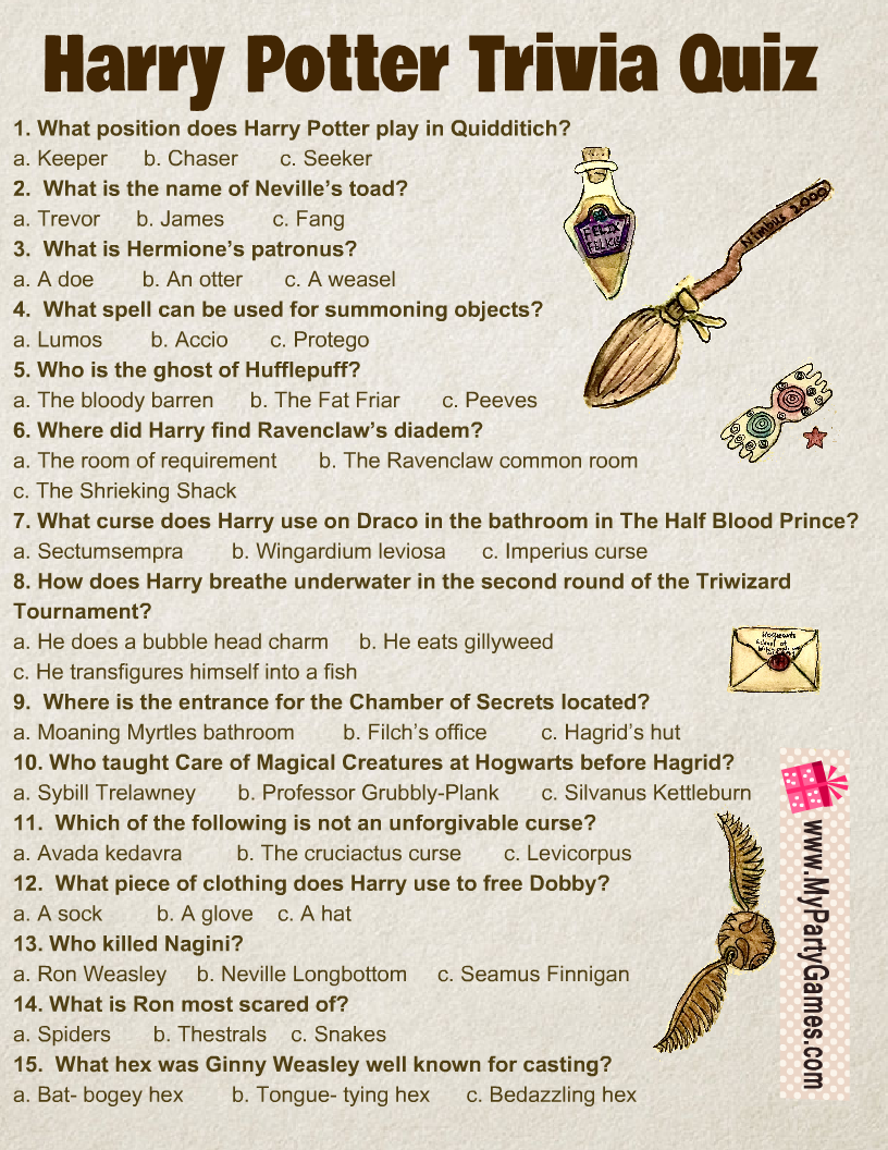 harry potter personality quiz for kids