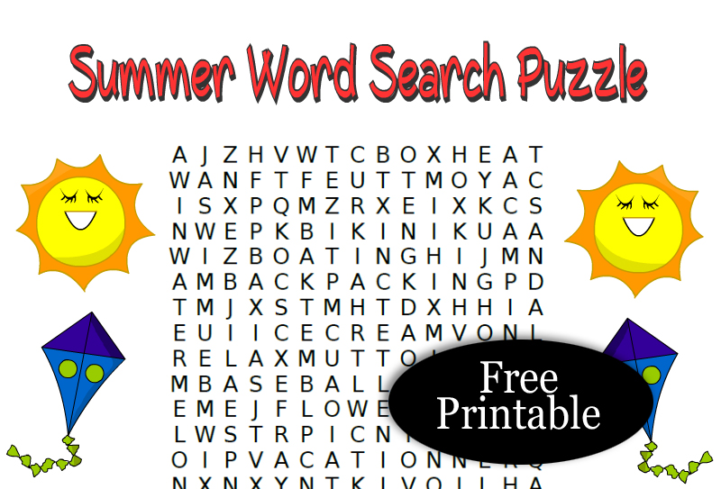 16 Free Printable Summer Word Search Puzzles