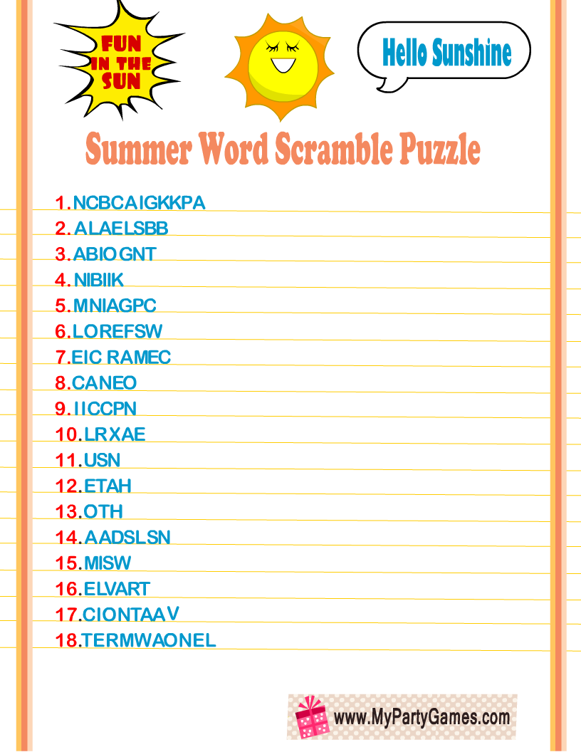 Summer Puzzles Printable