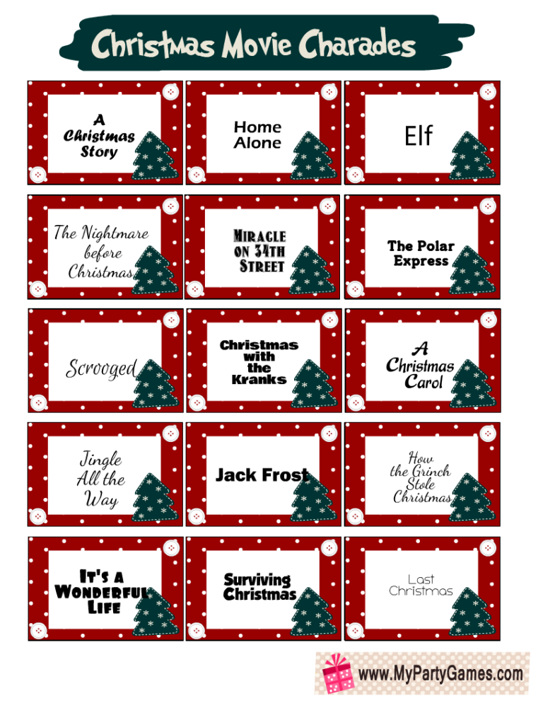 Free Printable Christmas Charades Cards 