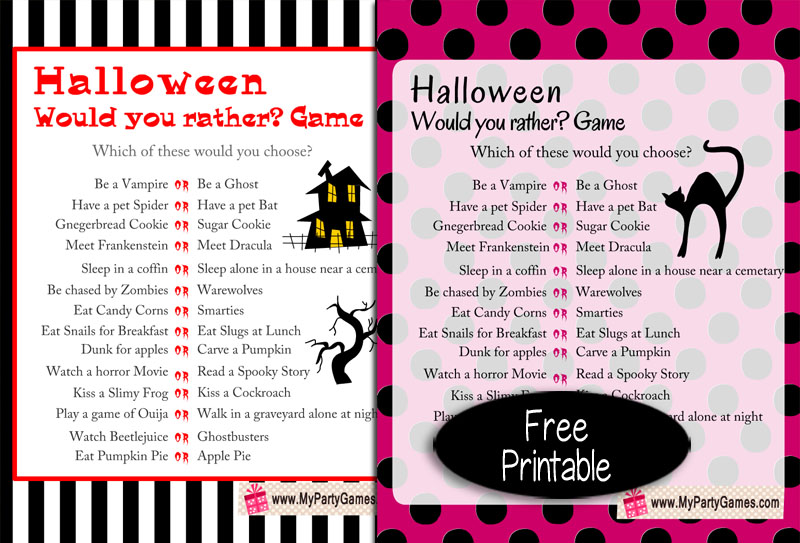 Halloween Would You Rather Questions Free Printable Kids —