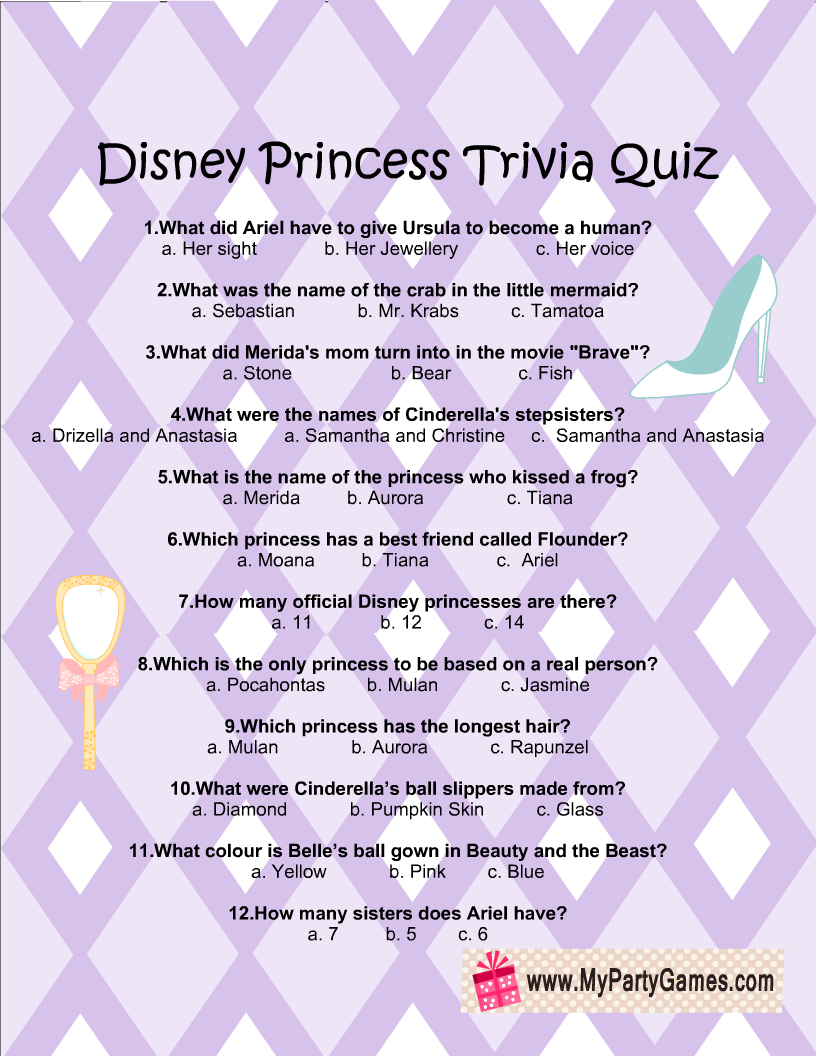 Free Printable Disney Princesses Trivia Quiz Disney M - vrogue.co