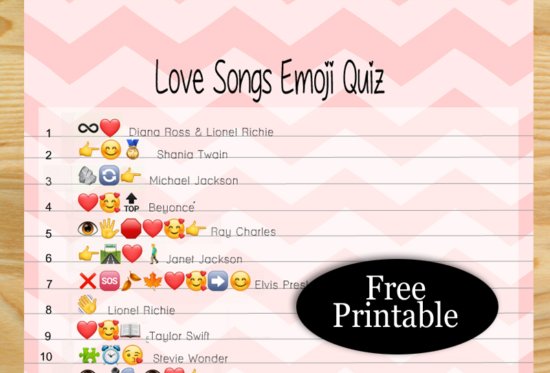 Free Printable Love Songs Emoji Quiz With Answer Key 