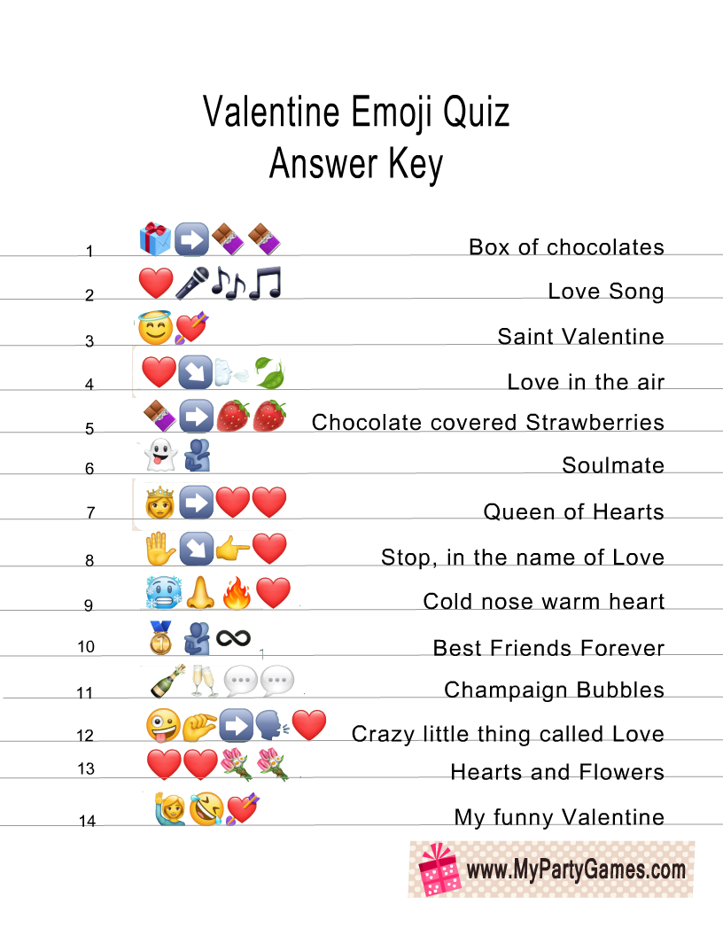 Free Printable Valentine s Day Emoji Quiz