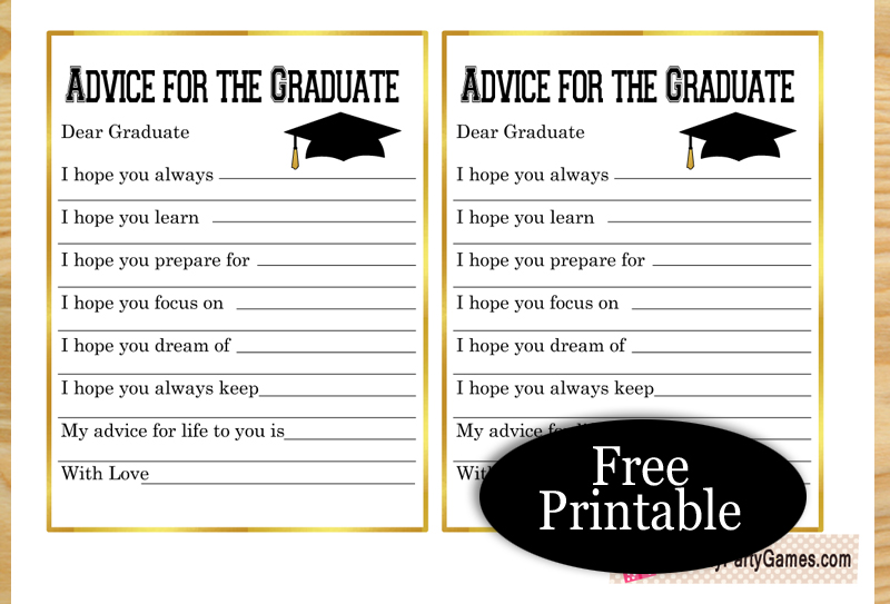 Advice For The Graduate Cards Free Printable