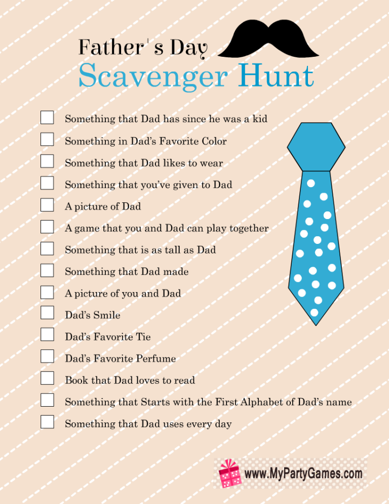 Free Printable Father s Day Scavenger Hunt Game For Kids