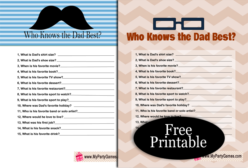 Printable Father S Day Games