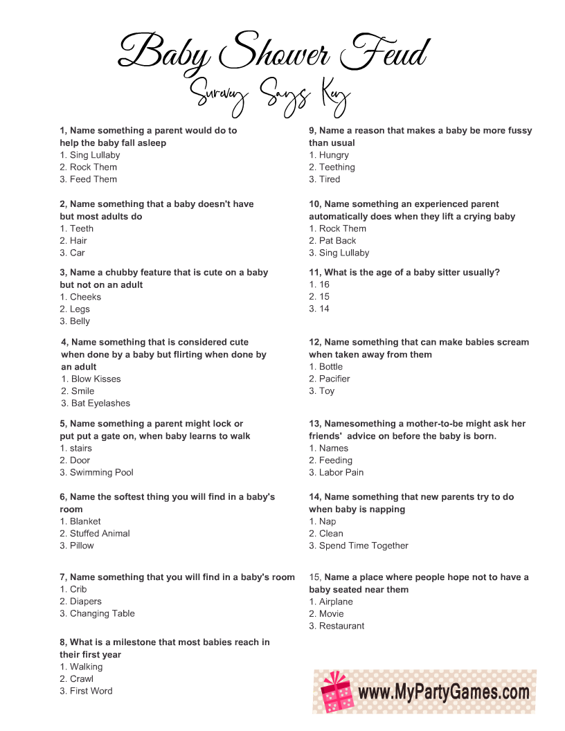 Baby Shower Family Feud Printable Vsacareers