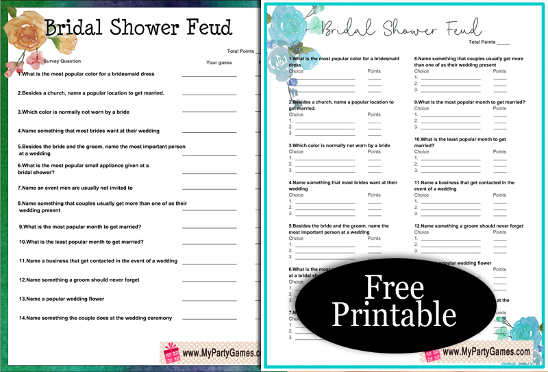 Free Printable Bridal Shower Word Mining Game