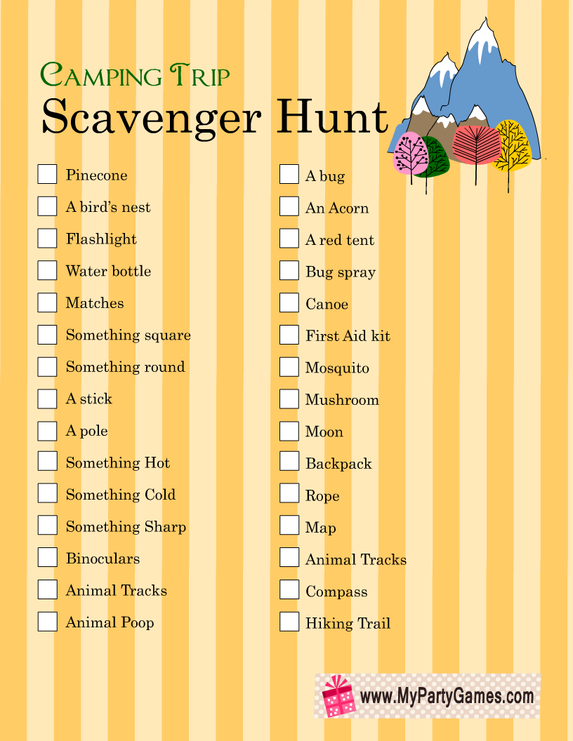 Camping Scavenger Hunt (Free Printable) - Moms & Munchkins