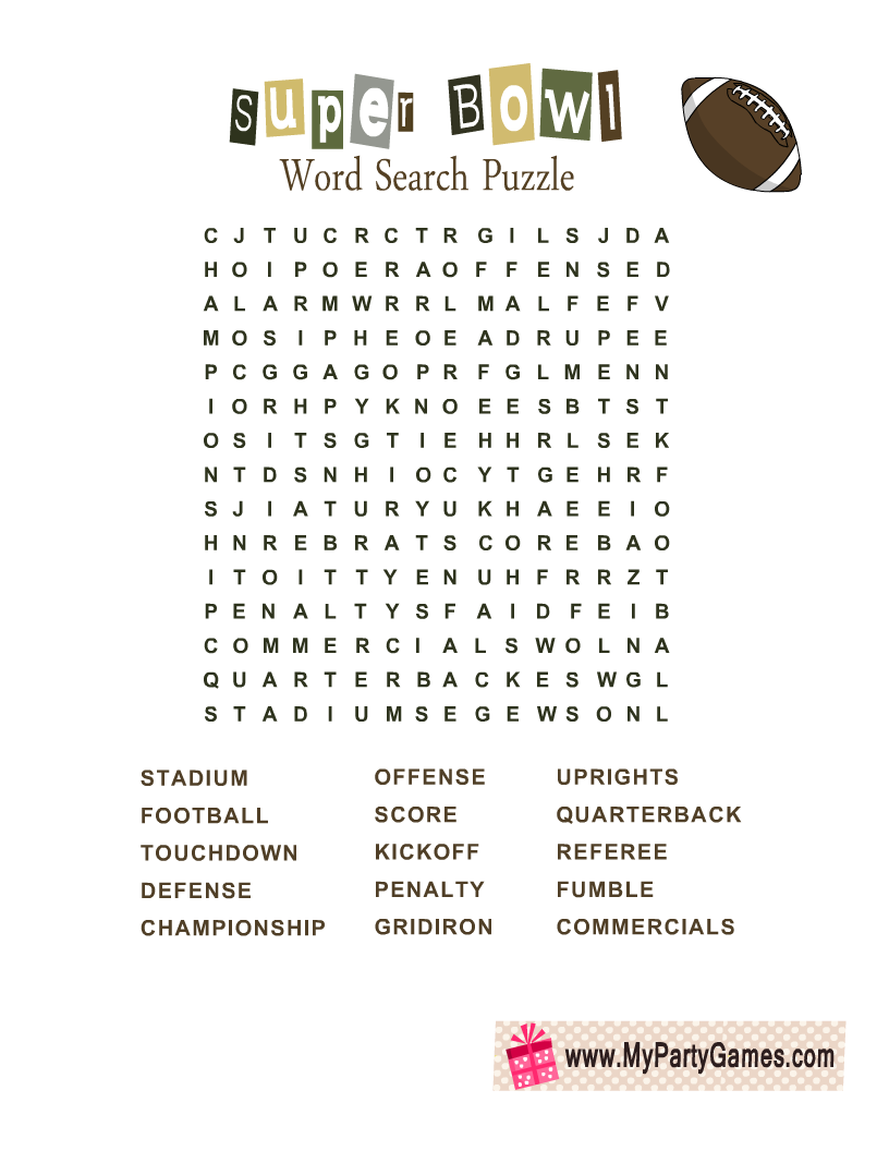 Super Bowl Champion Word Search - Printable Super Bowl Games, Super Bowl  Games for Kids
