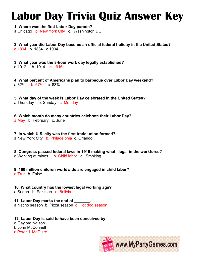 Labor Day Trivia Questions And Answers Printable Challenge Your 