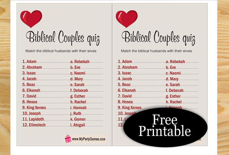 Bible Couples Quiz Free Printable