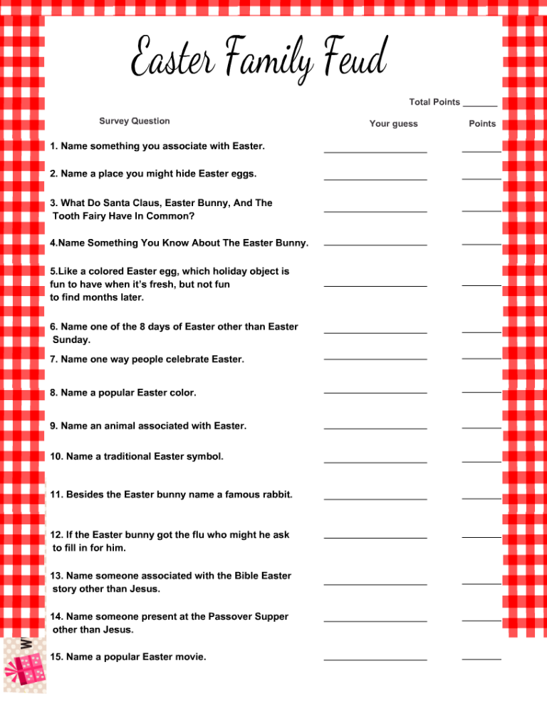 Free Printable Easter Feud Family Feud inspired Game