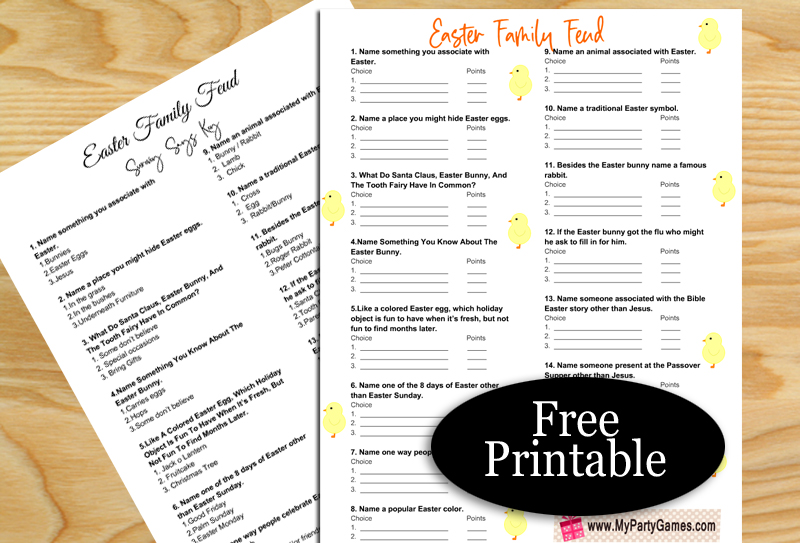 Free Printable Easter Feud Family Feud inspired Game