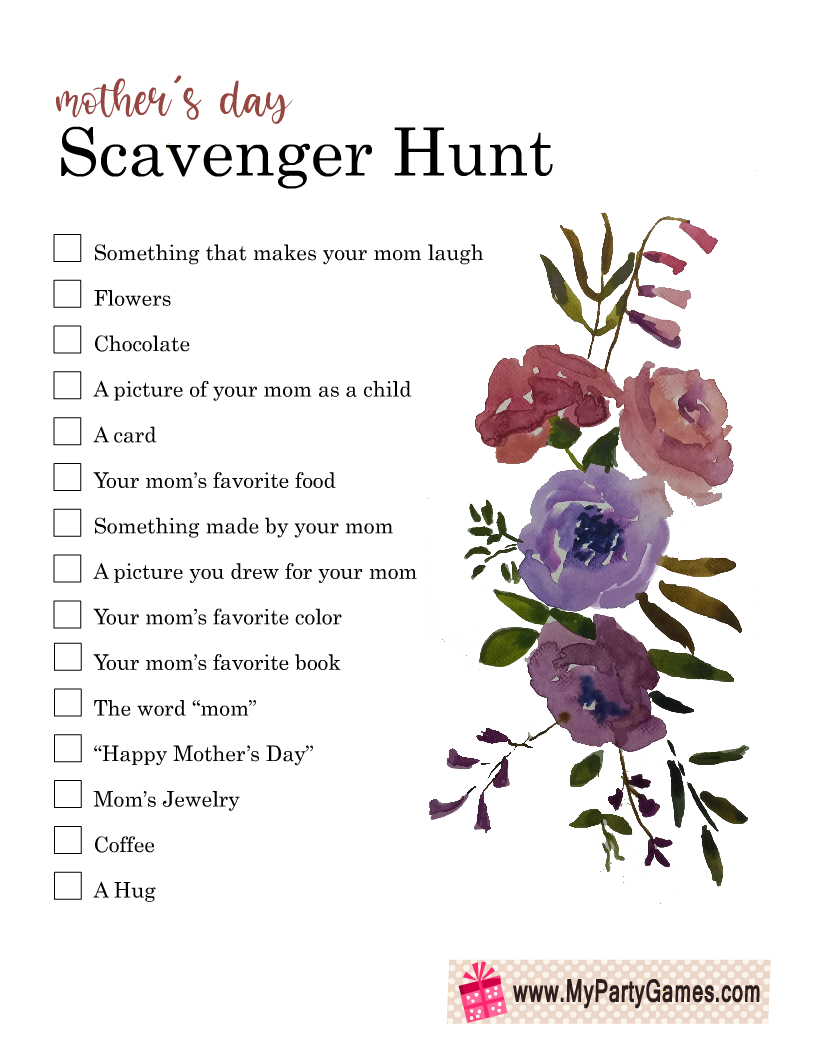 Free Printable Mother s Day Scavenger Hunt For Kids