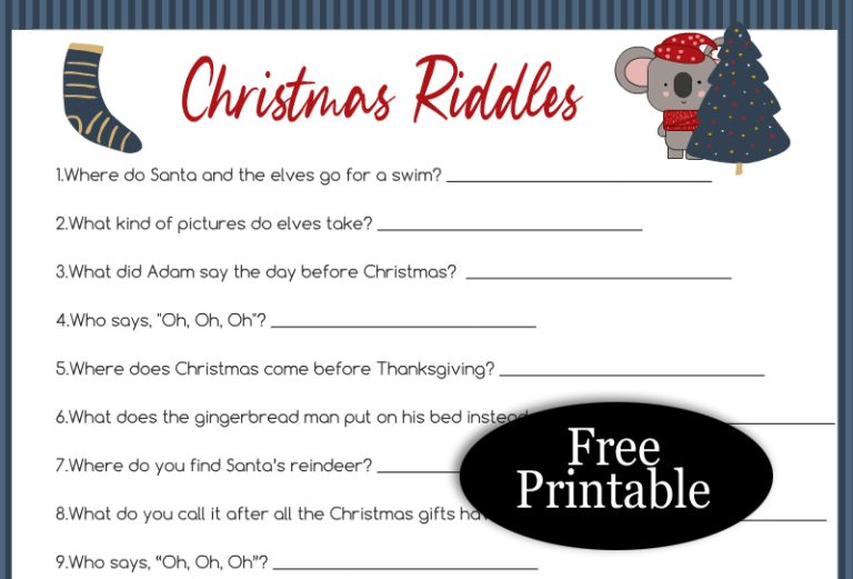 Free Printable Christmas Riddles For Kids With Answers