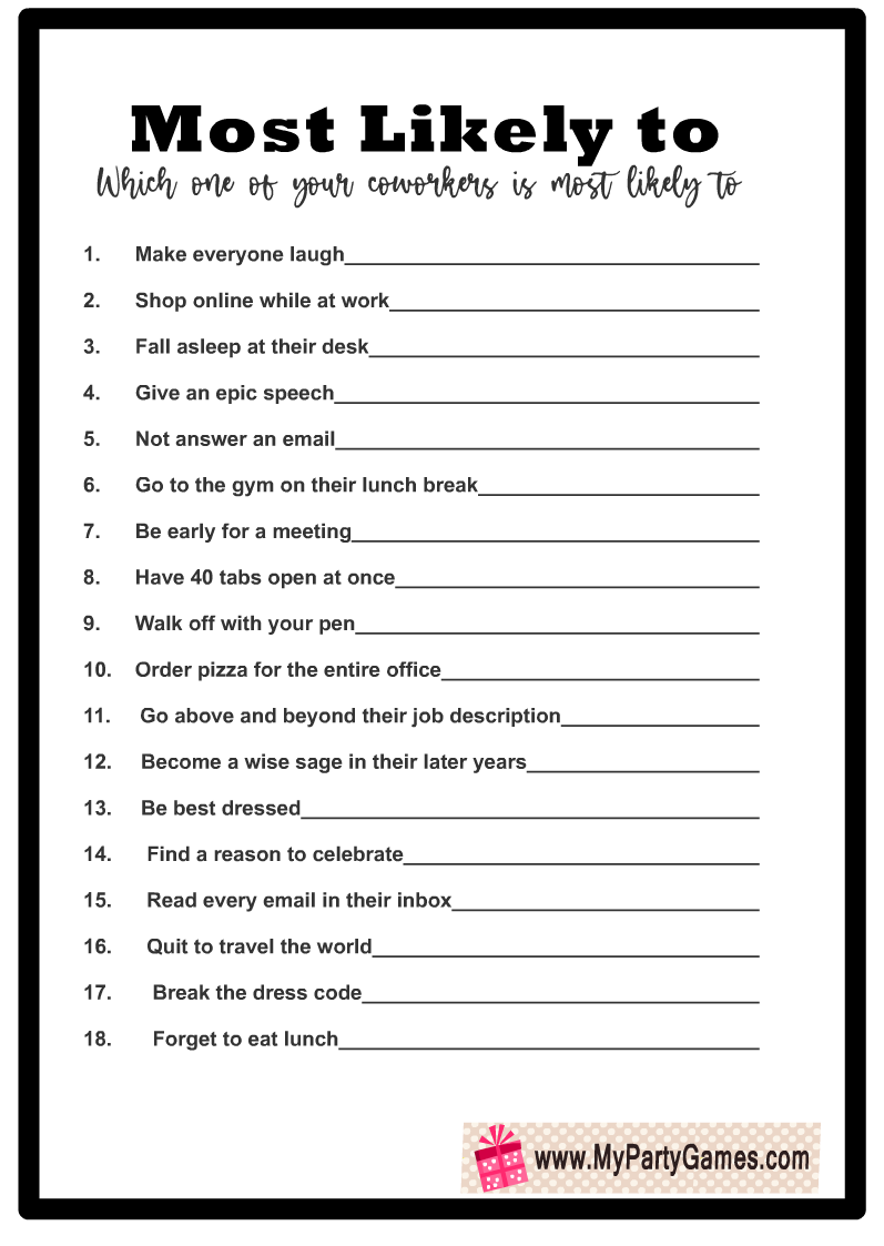 Free Printable Office Party Games for 2024