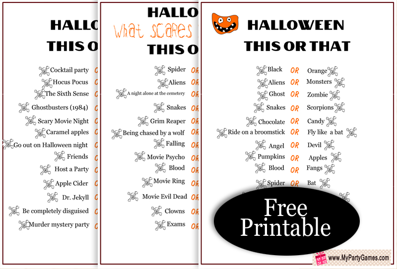 Halloween 'This or That' Games {Free Printable}