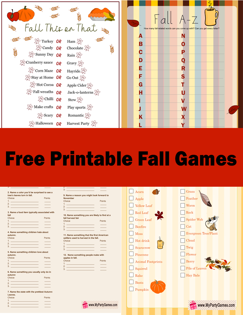 Free Printable Fall Games