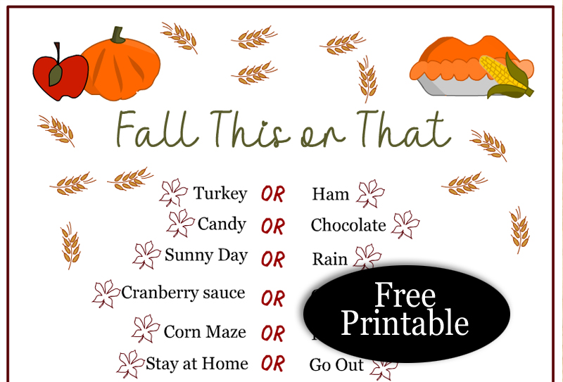 Free Printable Fall This or That Game