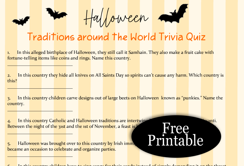 Halloween Traditions Around the World Quiz {Free Printable}