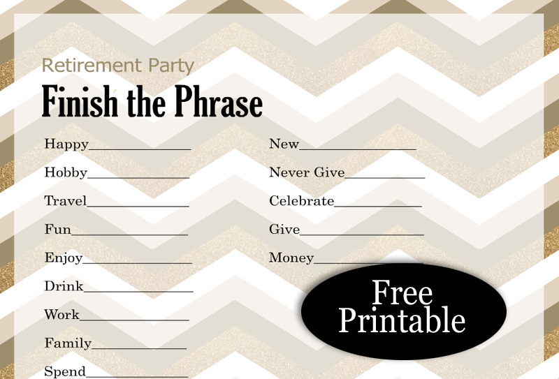 Free Printable Finish the Phrase Game for Retirement Party
