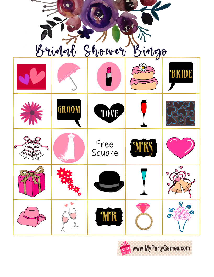 Free Printable Bridal Shower Picture Bingo Cards