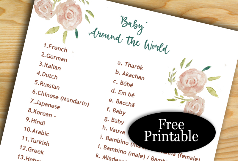 Free Printable 'Baby Around the World', Baby Shower Game