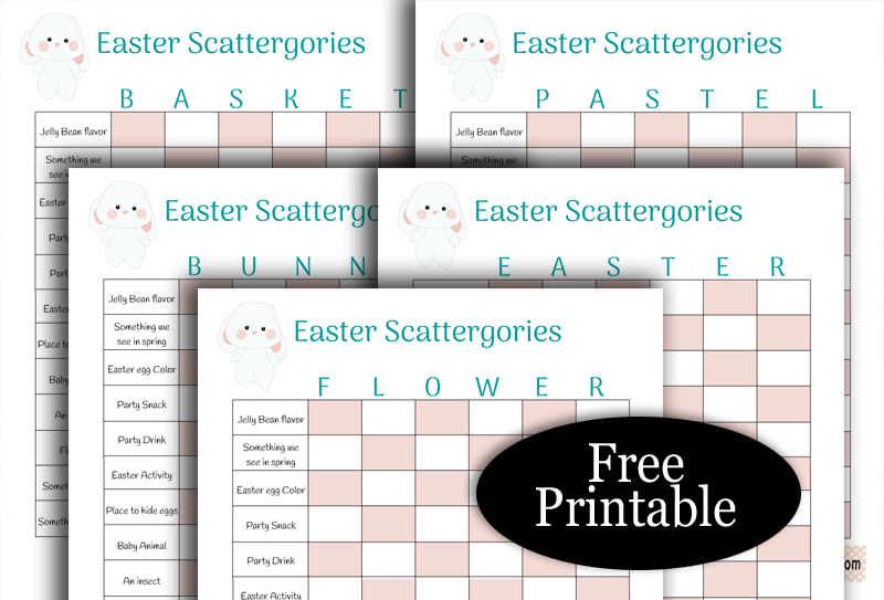 Free Printable Scattergories inspired Easter Game