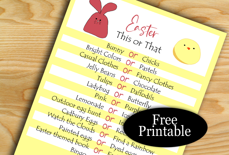 Free Printable Easter This or That Game