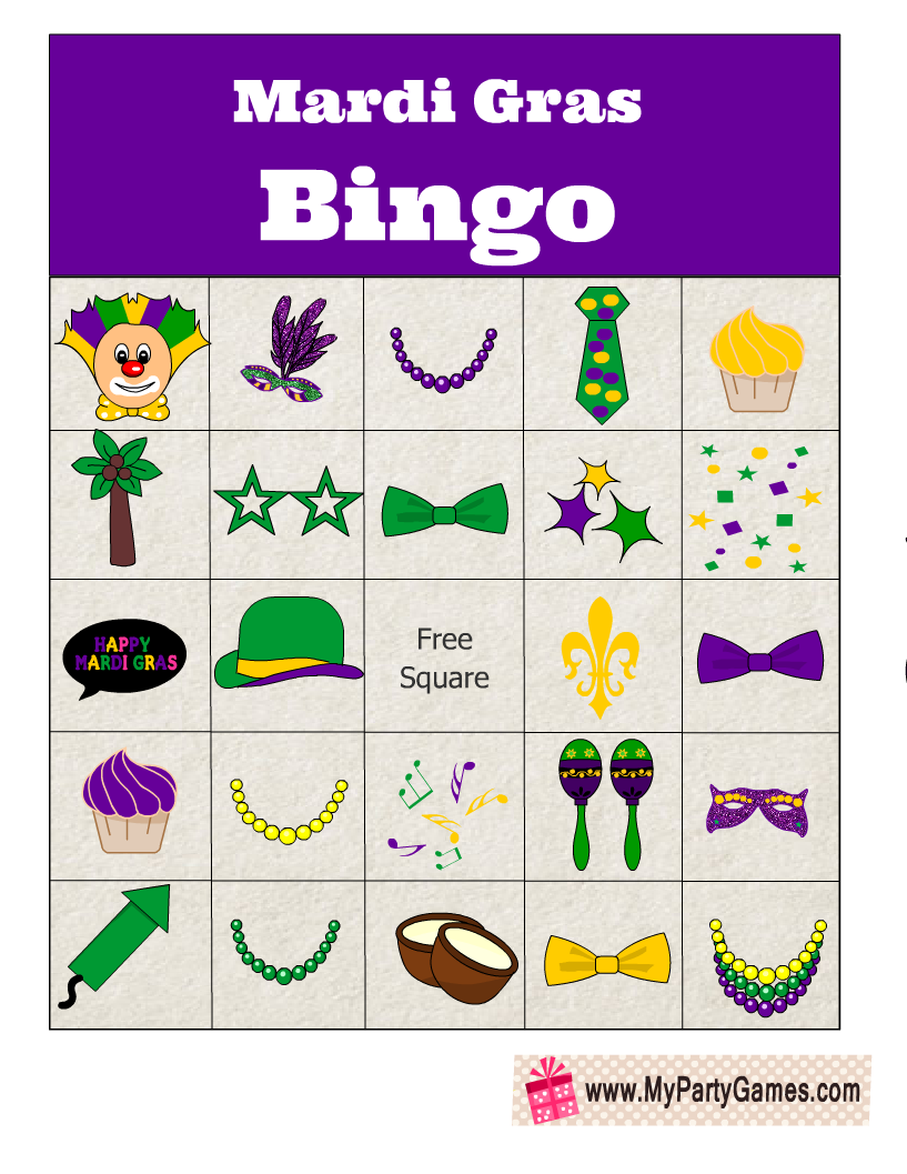 Mardi Gras Bingo Cards